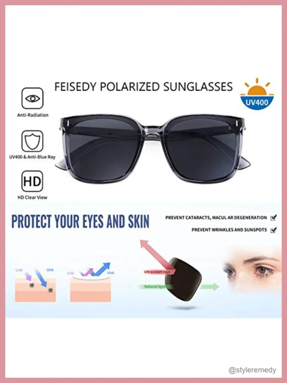 Oversized Vintage Polarized Sunglasses Square Classic Simple Unisex